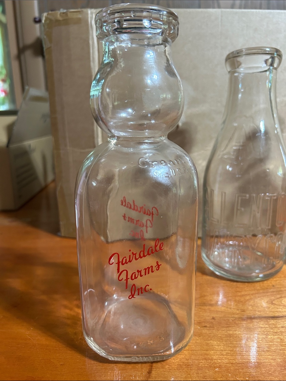 Cream top one quart glass milk jar Fairfale farms